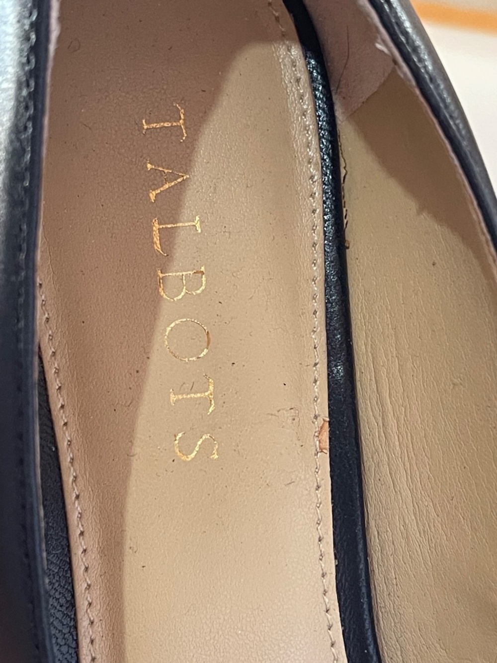 Talbots Sylvie Buckle Black Pointed-Toe Leather Pumps with Gold Buckle - Picture 4 of 8